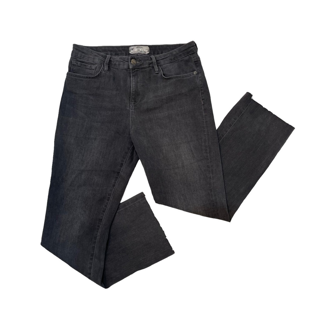 Free People Cropped Fringe Gray Denim Jeans